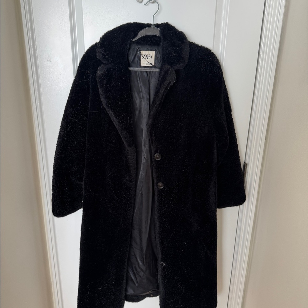 Zara Black Faux Fur Coat